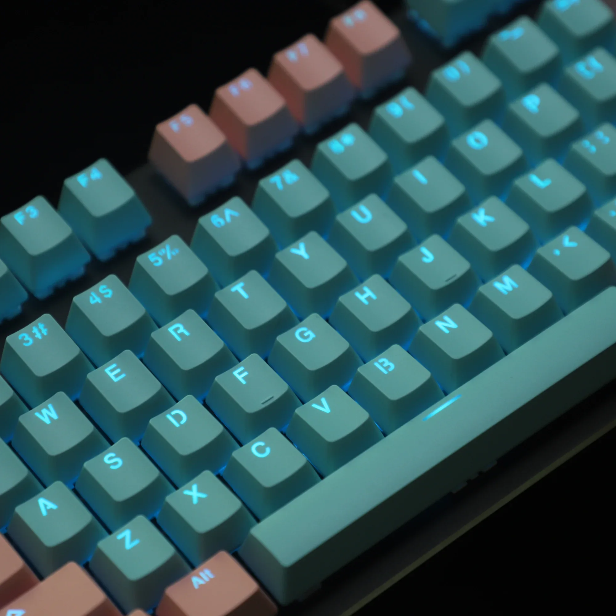 OEM 124 키캡 더블 샷 샤인 스루 PBT 리버스드 카본 마이애미 컬러 ANSI 96 84 68 64 키캡 기계식 키보드용