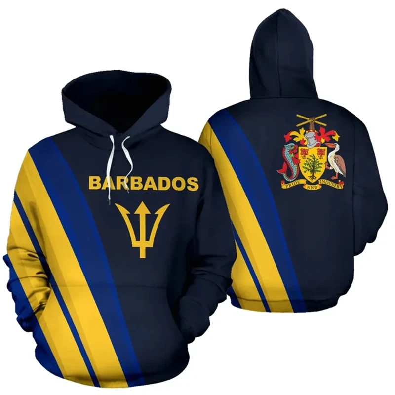 thumbnail image 1 of Sudadera con capucha unisex con estampado 3D de la bandera del país caribeño de Barbados, ropa de calle de primavera estilo Harajuku, chaqueta informal divertida, sudaderas con capucha, 1 of 4