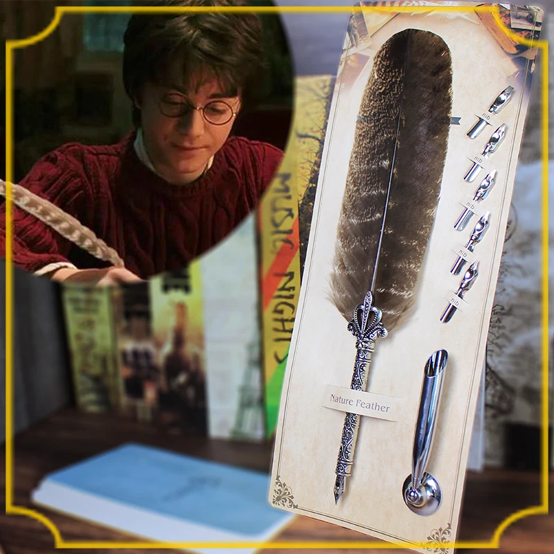 PottersMagicPenVintageEuropeanFeatherDipPenFountainPenForFansChildrenCosplay
