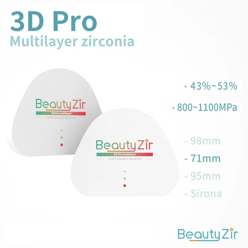 

Стоматологический мост, цирконий 3dpro, многослойный Amann 89*71 мм, материалы для ремонта зубных протезов, суперпрозрачность-328