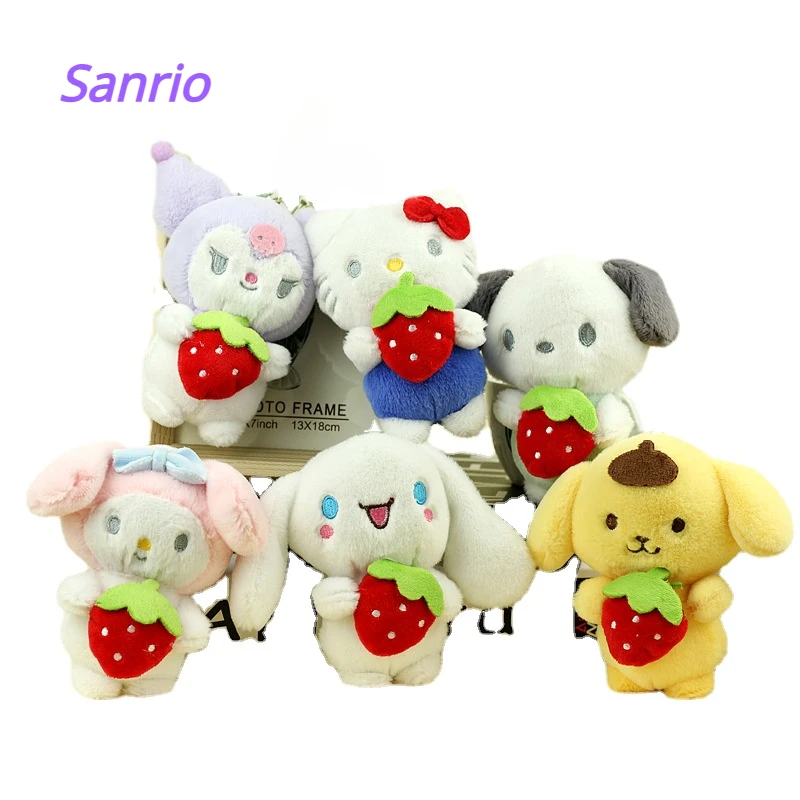 

13CM Sanrio Hello Kitty Cute Girl Plush Keychain Bag Pendant Kuromi Melody Cinnamoroll Car Key Sanrio Set Backpack Holiday Gifts