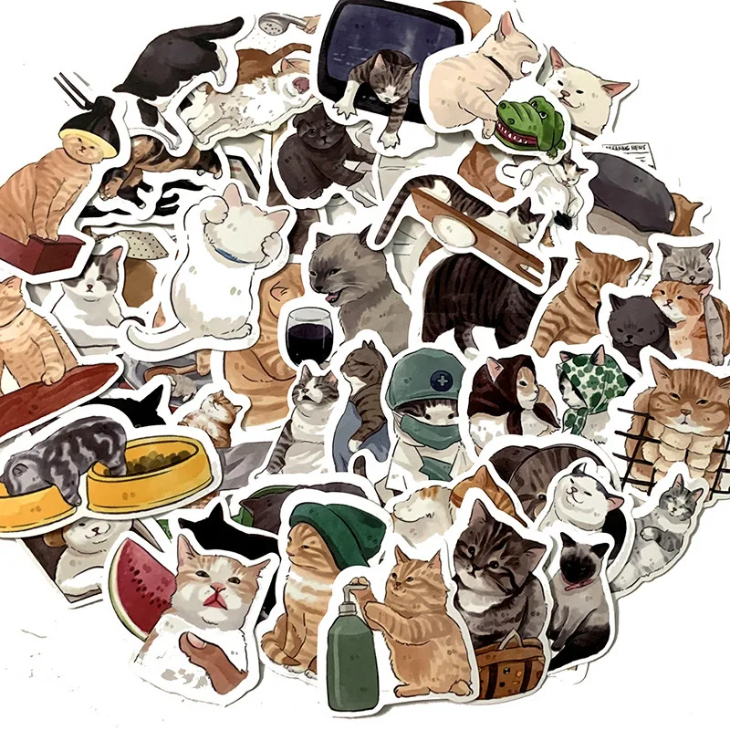 10/30/54pcs Cute Cats Animal Graffiti Stickers Cartoon Decals Kids Toy DIY Diary Suitcase Scrapbook Phone Laptop Bike Sticker