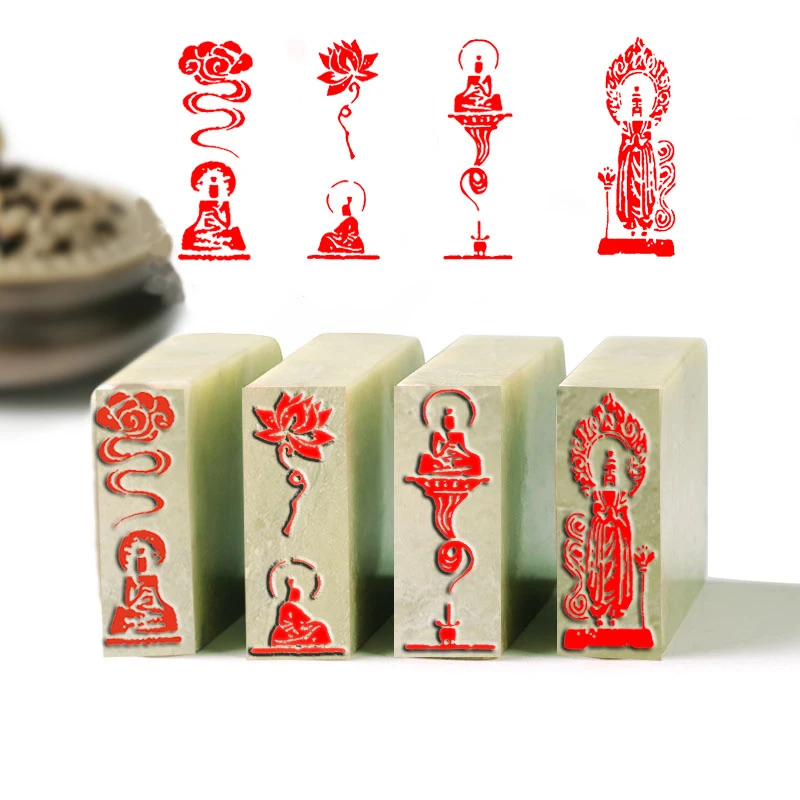 

Stone Finished Seal Buddha Statue Finished Seals Heart Sutra Chinese Painting Lettering and Seal Cutting Buddha Statue Stamps