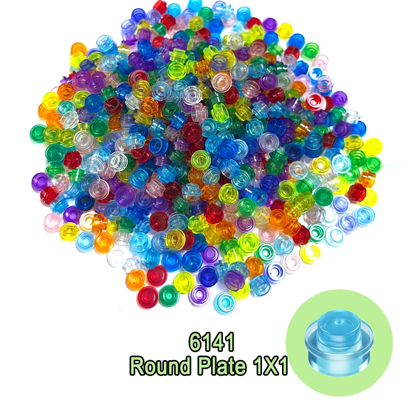 300PCS Transparent Mixed Color Plate Tile Slope Round 1x1 3024 4073 98138 3070 54200 Building Block Part Brick Pixel Art DIY Toy 6