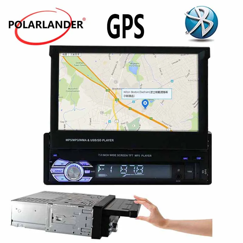 Автомагнитола 7 дюймов 1 DIN с сенсорным экраном GPS + 8gTF Bluetooth Сенсорный экран автомобильное стерео MP5 Mirror Link AUX
