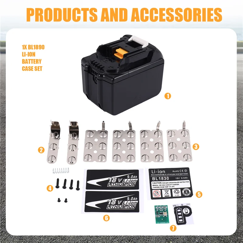 【Be worth】 New--BL1890 Li- Case Charging Protection Circuit Board Box BL1860-15 For 18V 9.0Ah Sticker Label.