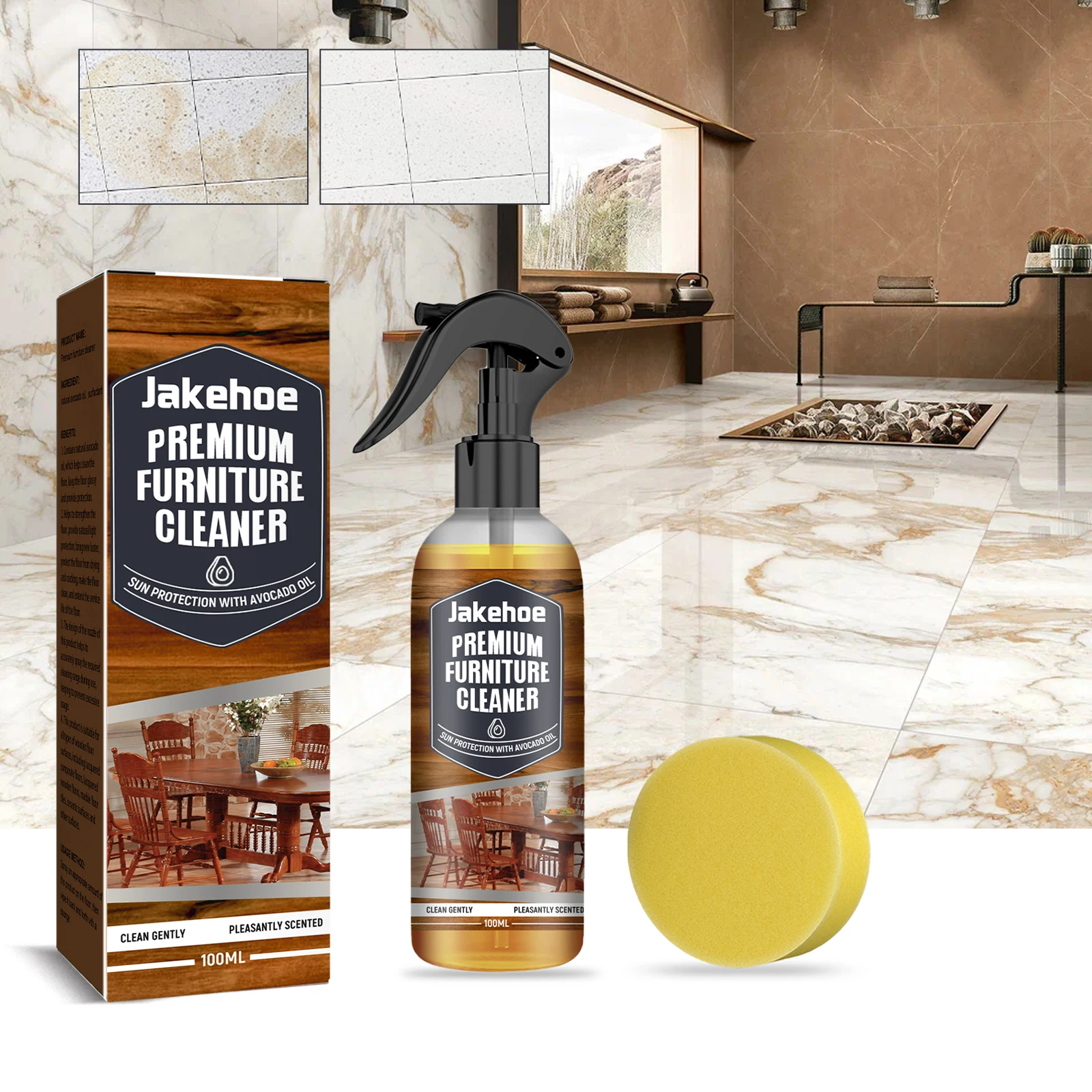 Marble Tile Wooden Floor Cleaner Strong Decontamination Brightening Polishing Premium Wood Floor Restoring Liquid Cleaner Spray