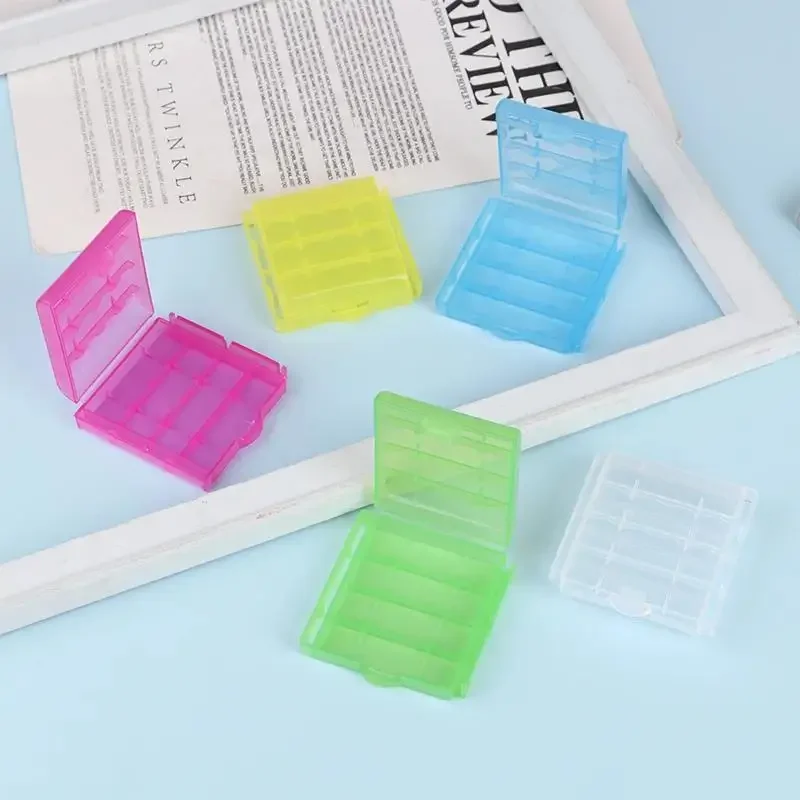 5pcs Transparent Plastic Battery Storage Box Suitable for AA/AAA Battery Energy-saving Container Bracket