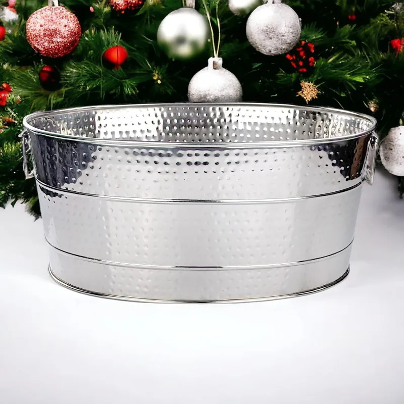 Aspen Heavy-Duty Oval Stainless Steel Beverage Tub for Parties-Metal Large Ice Bucket for Drinks, 25-Quart (30-Bottle)