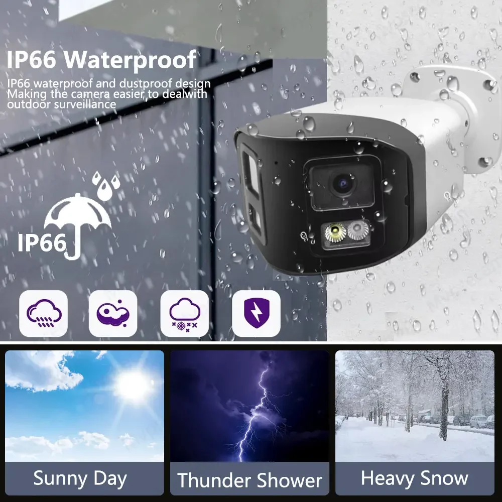 10CH POE 4K NVR 8MP 듀얼 렌즈 듀얼 라이트 파노라마 IP 카메라 POE 마이크 스피커 내장 컬러 야간 감시 감시 POE 시스템