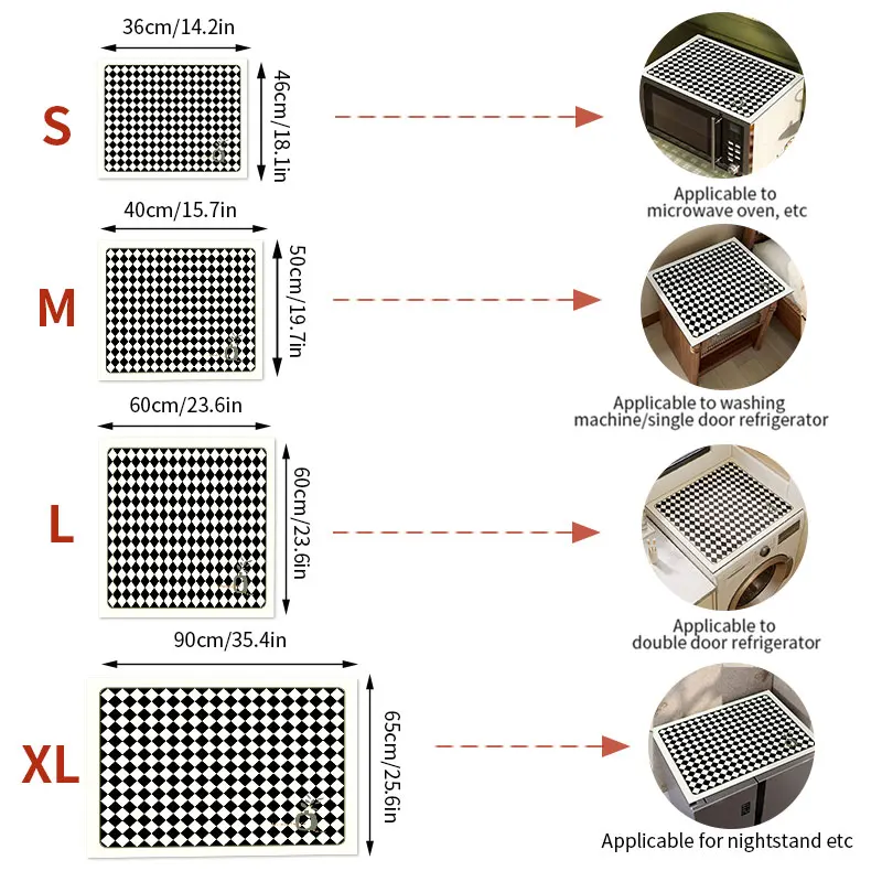 Washing Machine Cover Absorbent Washing Machine Dust Mats Retro Checkerboard Pattern Kitchen Sink Pads Dustproof Draining Mat Waterproof Cover Cloth