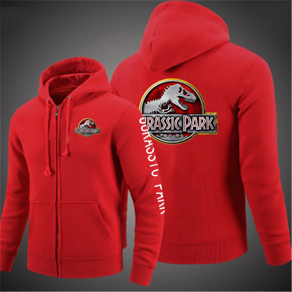 2023 New Men Jurassic Park Spring and Autumn Popular Streetwear Top Casual Comfortable Solid Color Zipper Pullover Printing Coat