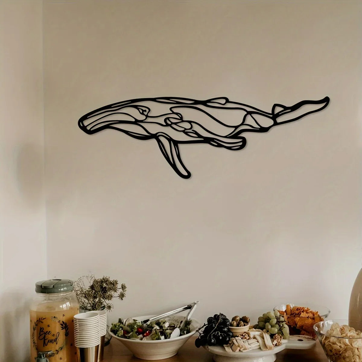 

HELLOYOUNG Creative Line Whale Iron Crafts Indoor Wall Decoration Great for Living Room Bedroom Hallway Wall Decoration 15.74*5.