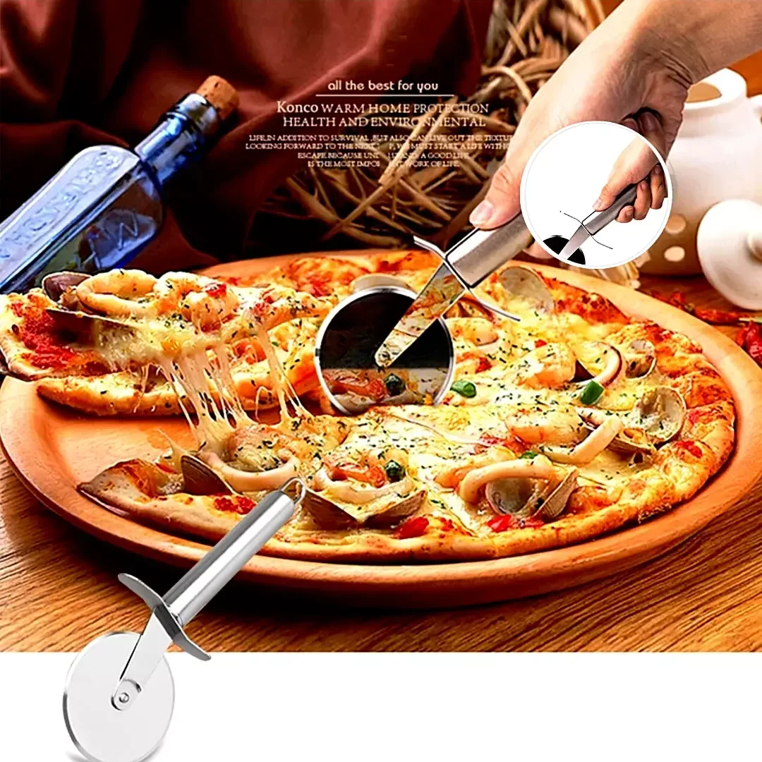 Stainless Steel Kitchen Pizza Cutter Wheel Server Tools Mooncake Shovel Waffle Cookies Dough Slicer Manual Pizza Cutter Wheel Pizza Cutter Roller Cutter Pizza Bakeware Pizza Knife Pizza Roller Pizza Roller Pin