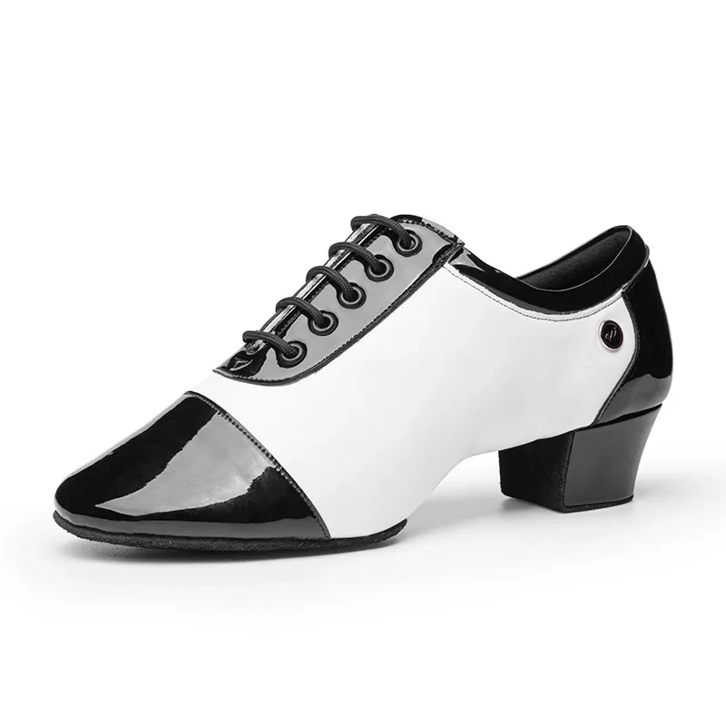 Brand New Modern Men's Ballroom Tango Latin Dance Shoe Man Split Indoor Soft Sole Black White Square Dancing Children Boys Shoes 2