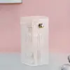 Makeup Brush Holder Desktop Organizer Vanity Countertop with Dustproof Lid Vanity Tray Clear Container Storage Box for Desktop 4