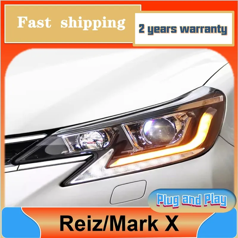 

Car Styling for Toyota Reiz Headlight 2013-2017 Mark X Head Lights DRL Turn Signal Low High Beam Projector Lens