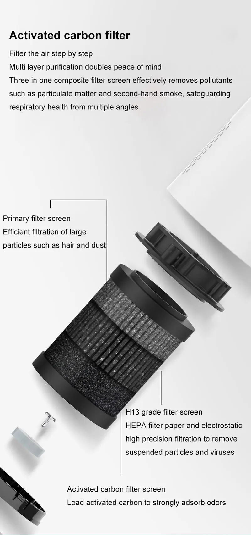 Compact Air Purifier with HEPA Filter and Ionizer
