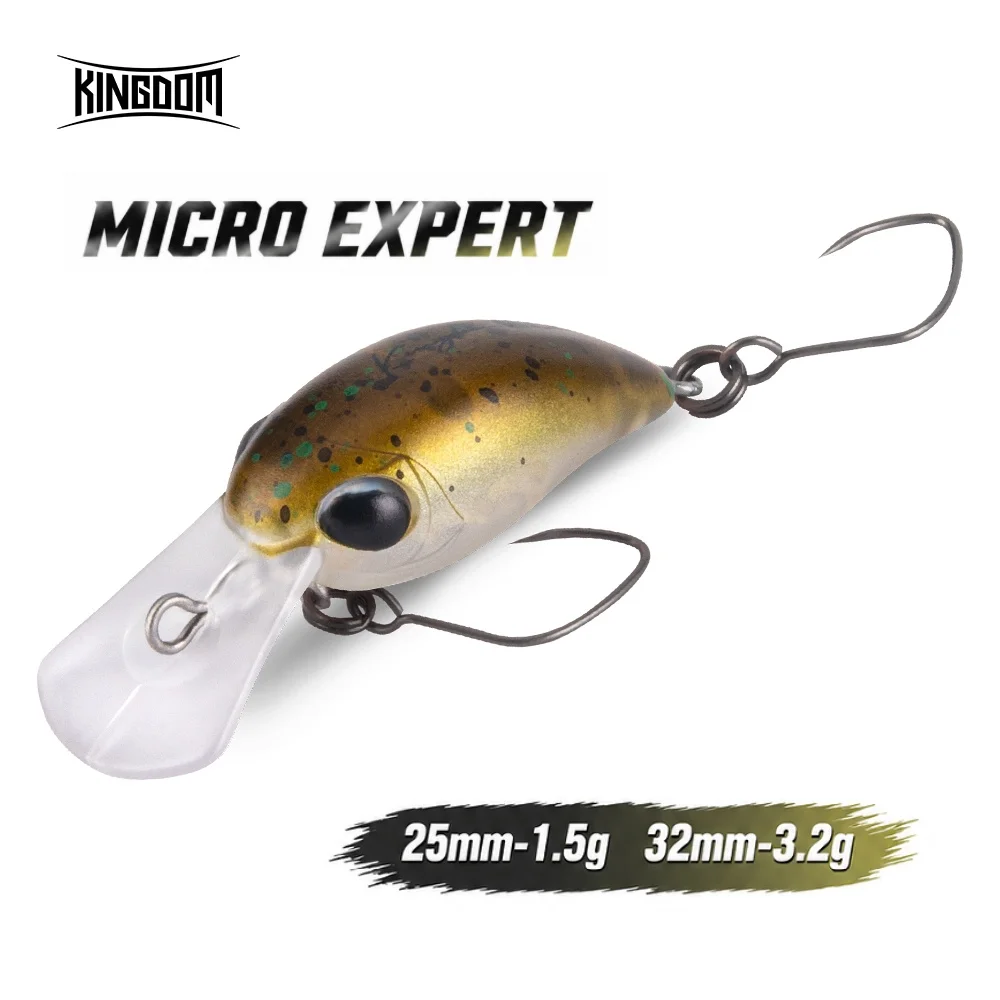 Kingdom Mini-Kurbel-Minnow-Köder, 1,5 g, 25 mm, 3,2 g, 32 mm, schwimmende künstliche Wobbler, harte Wobbler für Forellen-Hechtangeln