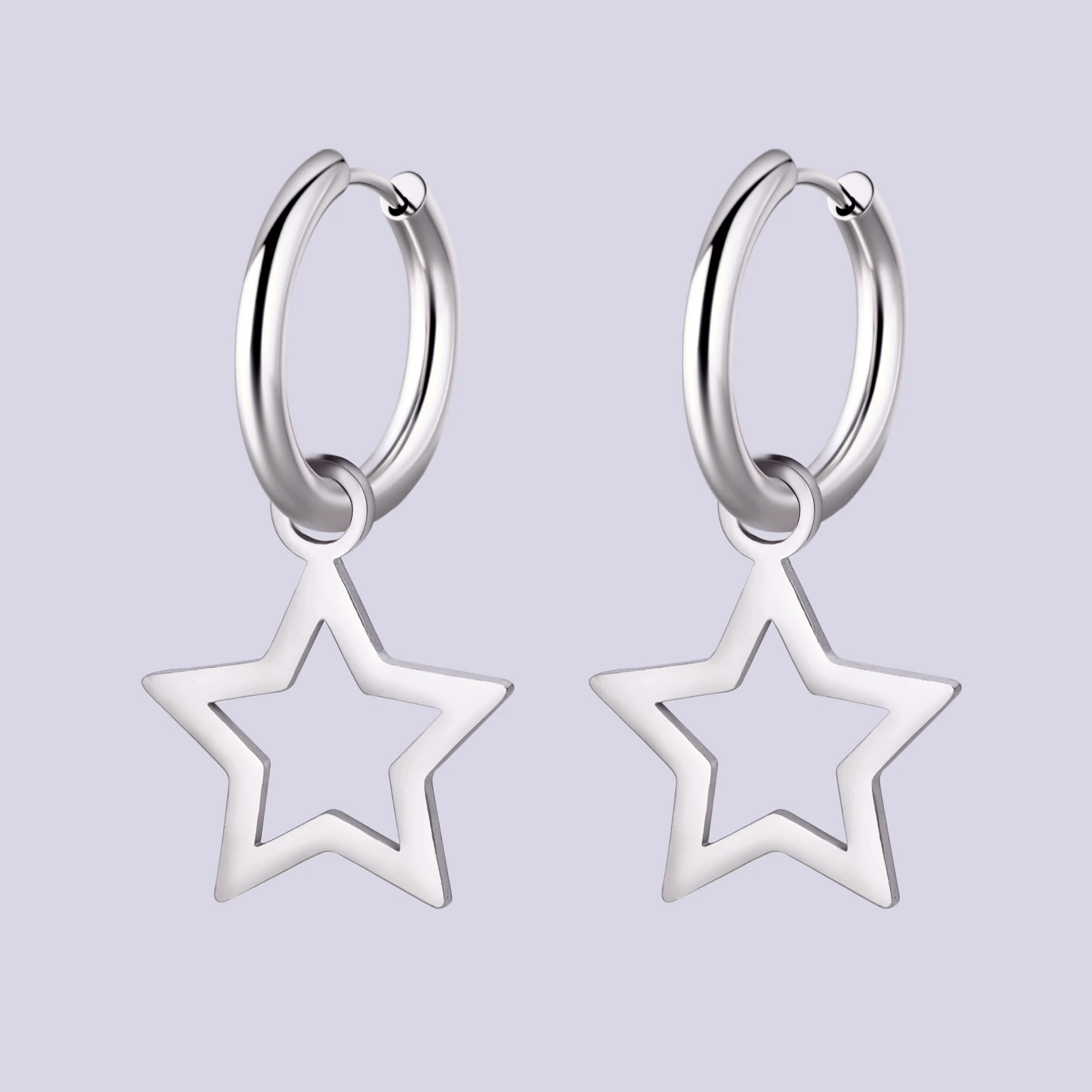 Kkjoy Neue Einfache Design Stern Tropfen Ohrringe für Frauen Edelstahl Gold Farbe Creolen Minimalistischen Mode Schmuck Geschenk – Detail 1
