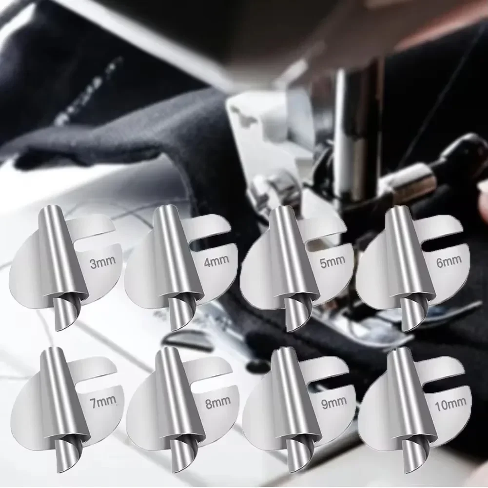 sewing presser foot 1/4/8pcs Stainless Steel Sewing Rolled Hemmer Foot 3mm 10mm Universal Sewing Hemming Puller Machine Presser Foot DIY Crafts Tool