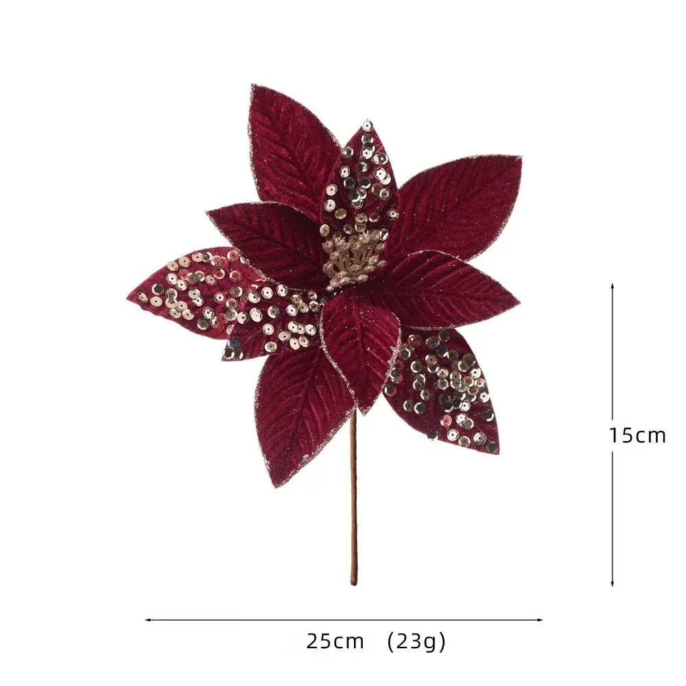 Artificial Poinsettia Flower Sequins Glitter Simulation Flowers