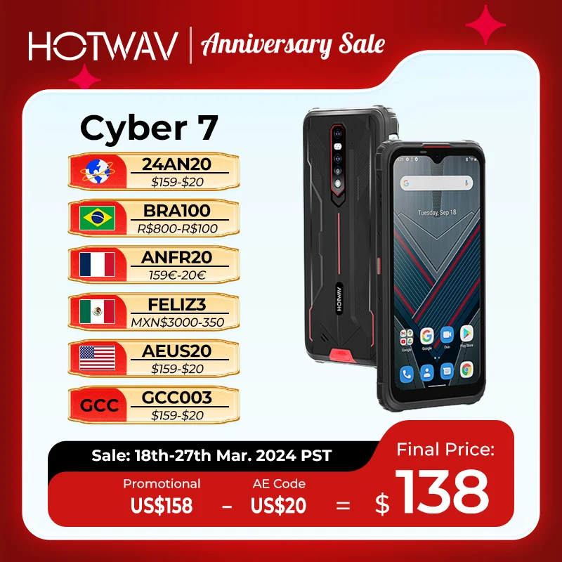 

Смартфон HOTWAV Cyber 7, 6,3 дюйма, FHD +, 8 + 128 ГБ, 8280 мАч, 48 МП