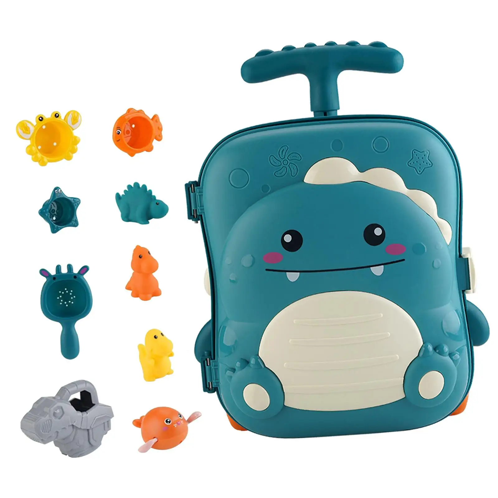 Travel Beach Toys Playset Mini Dinosaur Trolley Case Sandbox Toy Set Sand Toy for Pools Sandpit Seaside Beach Outdoor Activities
