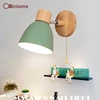 Nordic Wall Lamp Wooden Wall Sconce For Bedroom Living Room Home Lighting E27 Macaroon Bedside Wall Light With Switch Home Decor 1