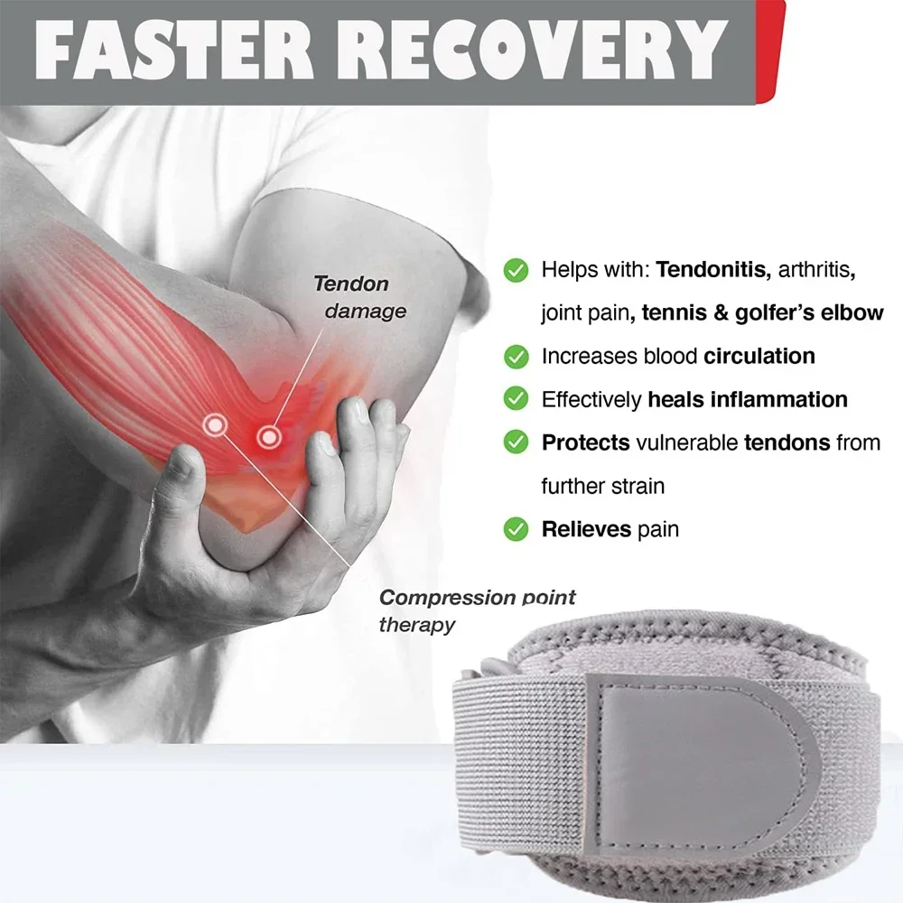 1PC Elbow Brace with EVA Pad Support for Forearm Tension Relief, Adjustable Elbow Strap Pressure Band for Tennis Golfer Baseball