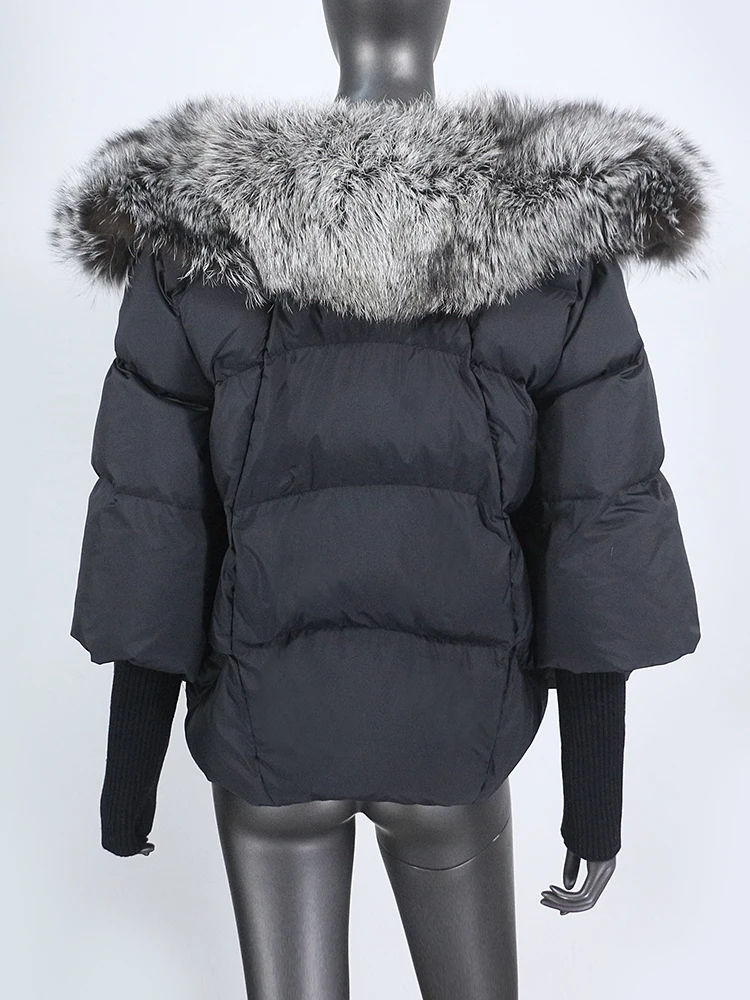 Женский пуховик на белом утином пуху, теплая Свободная куртка с ...