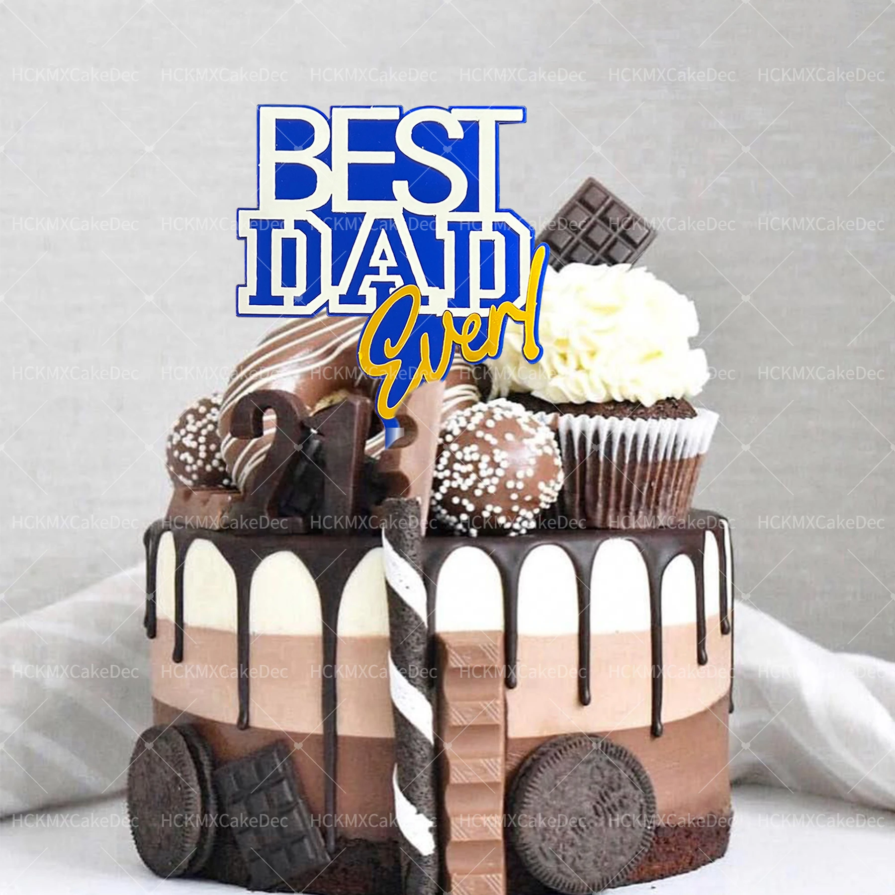 Acrylic Super Dad Father's Day Cake Toppers - Set of 3