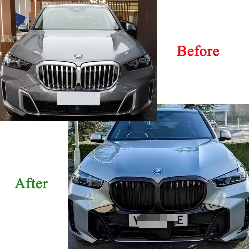 BMW X5 G05 LCI 2023-2025용 자동차 전면 범퍼 키드니 그릴 글로스 블랙 레이싱 그릴 싱글 슬랫 스타일 카메라 홀 포함