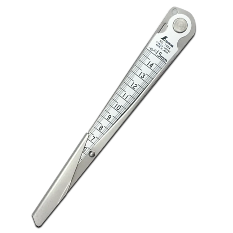 Shinwa Penguin Hole Ruler 1-15mm Clearance Ruler Inner Diameter Stainless Steel Feeler Gauge Conical Wedge Rule