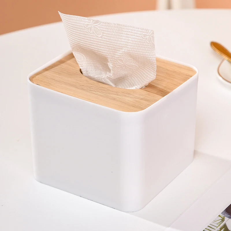 Home Tissue Paper Dispenser Tissue Box Napkin Containers Wood Cover Smooth Wooden Facial Container