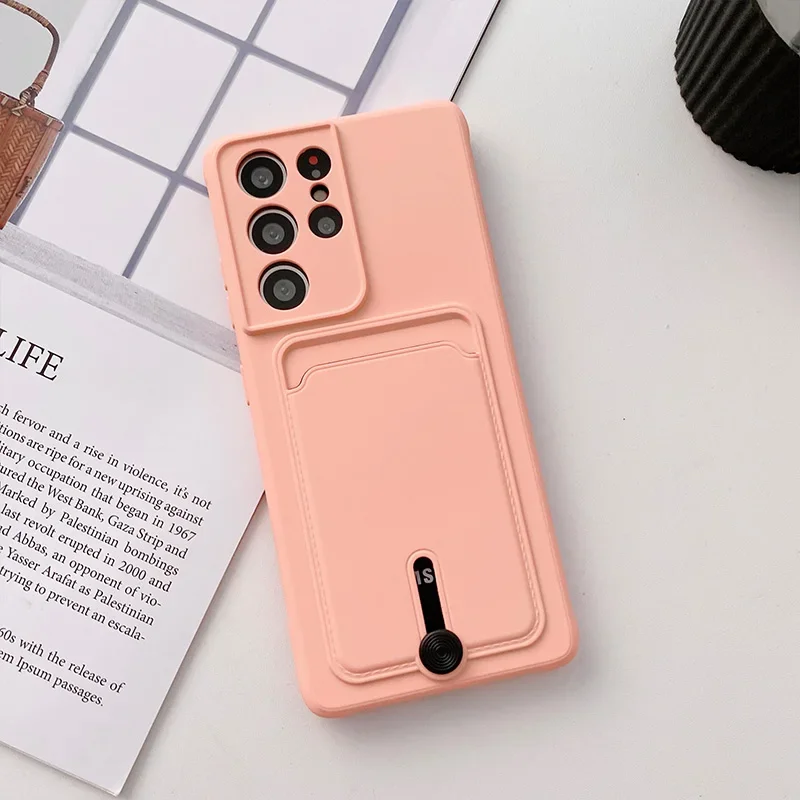 Premium Fine Hole Sliding Card Holder Silicone Phone Case – Shockproof Soft Back Cover