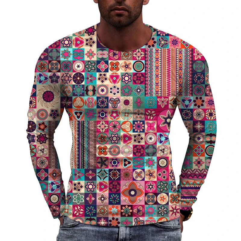 타이드 스트릭 패턴 긴팔 티셔츠 남성용, 유럽 사이즈, 캐주얼 탑, 라운드 넥 티, 가을 트렌드, 신상 