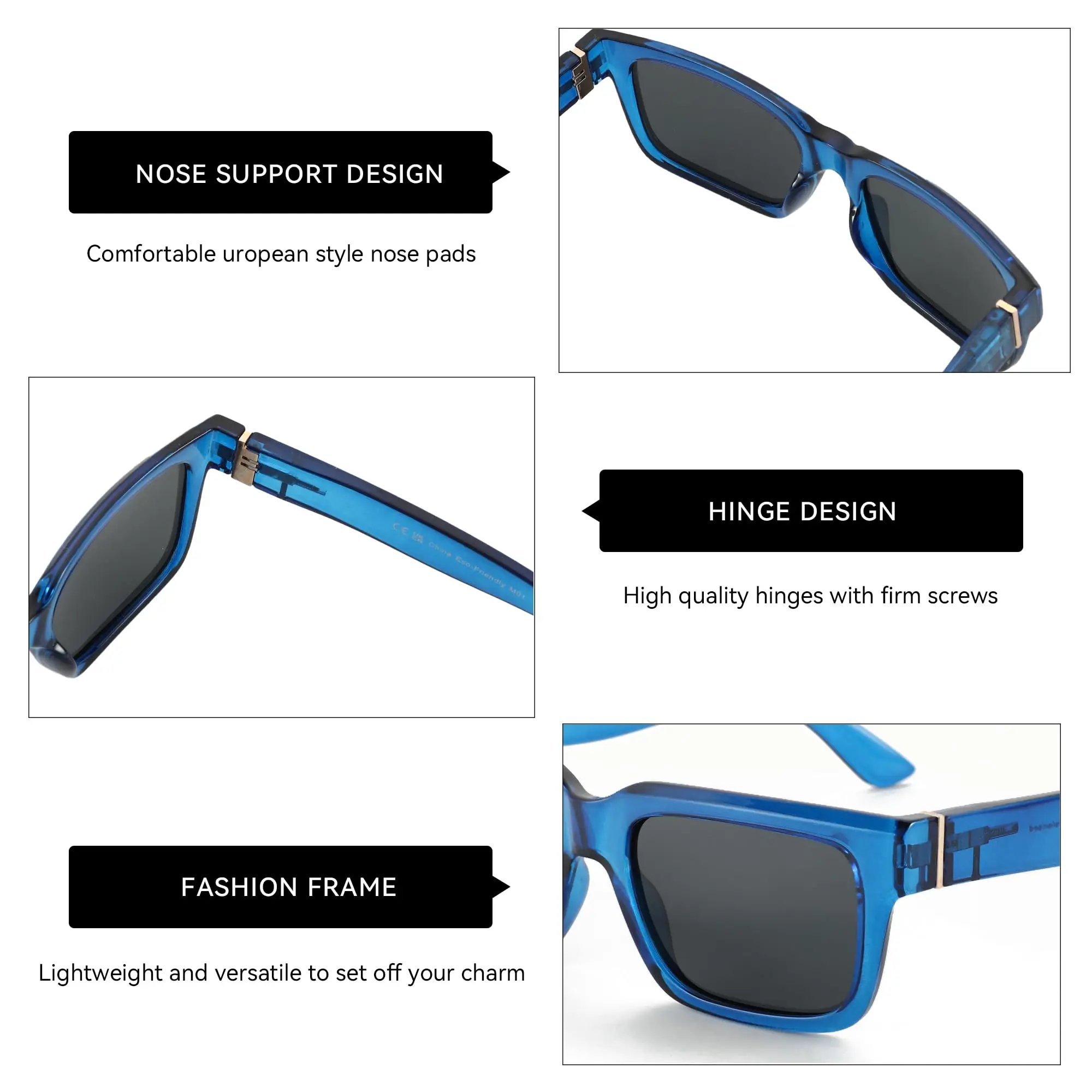 ZENOTTIC Fahsion Rectangle Prescription Sunglasses Polarized