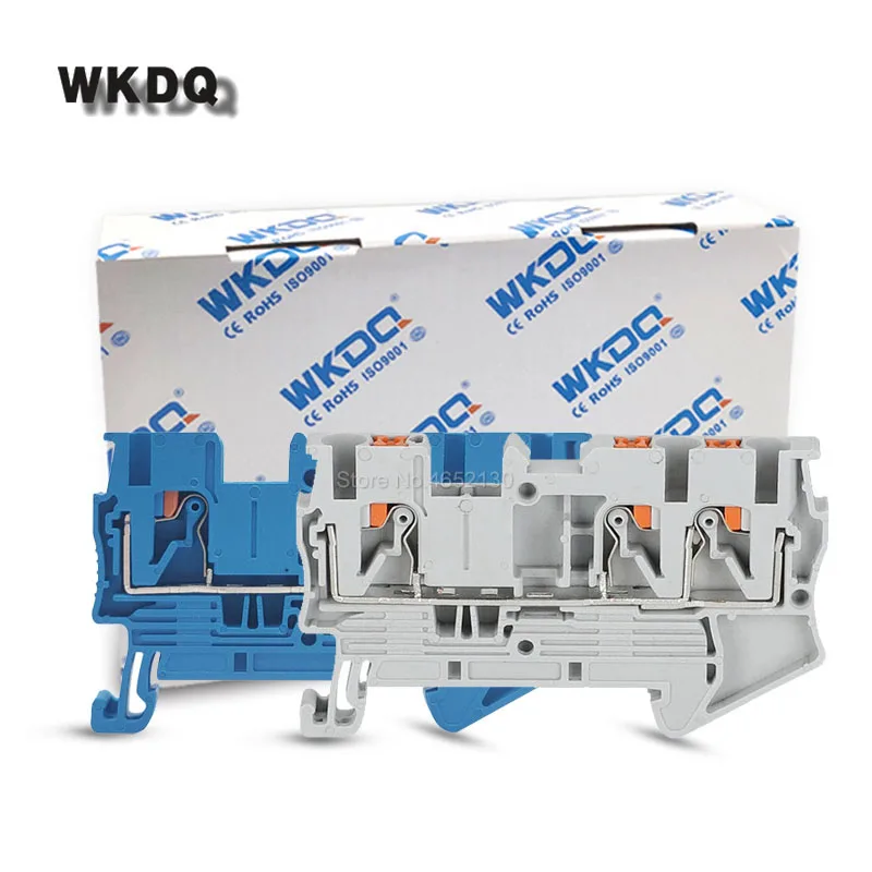 Din Trilho Terminal Bloco Push-in Gêmeo 3-condutor 2.5 mm Alimentação-através da Tira Conector de Fio Elétrico pt 2.5-tw 50 Peças Pt2.5-twin