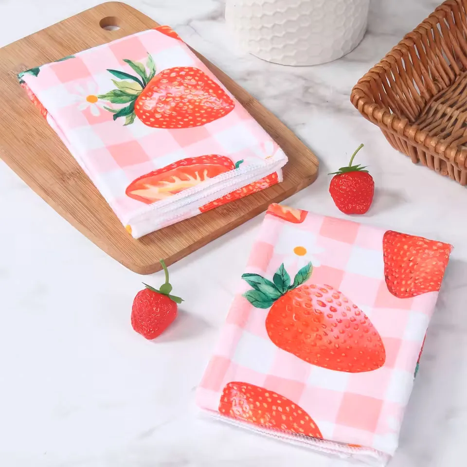 2-pack checkered fruit napkins, 40 * 60cm flat and stain resistant, suitable for dining and kitchen use