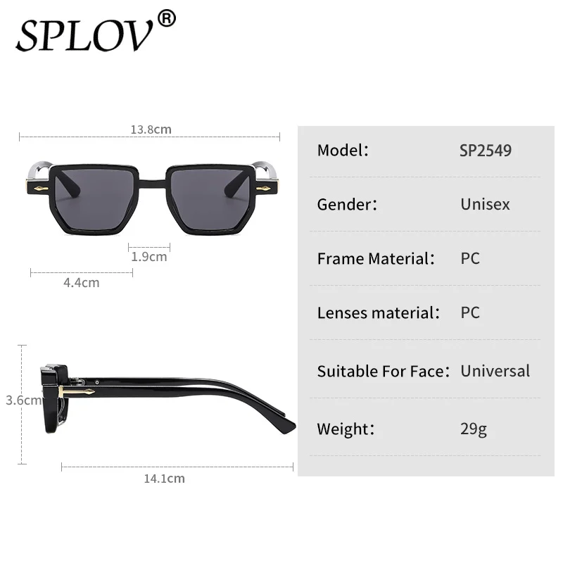 Új Megmunkalás kicsi szögletes napszemüvegek számára Nők férfiak évjárat Punk vezetés Nap szemüvegek Megszegecsel Sokszög eyewear Meredekség árnyalat UV400