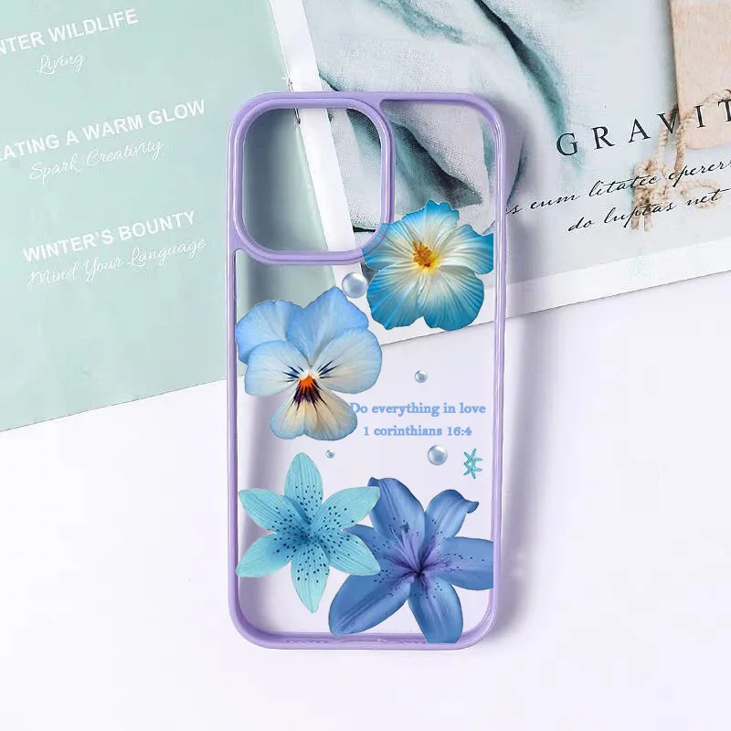 INS Floral Hibiscus Clear Phone Case with Lily Flower Print