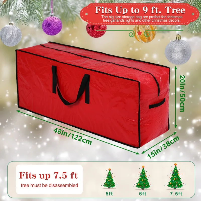 Christmas Tree Storage Bag 228.6cm Disassembled Trees Reinforced Handles Dual Zipper Dust & Moisture Protection