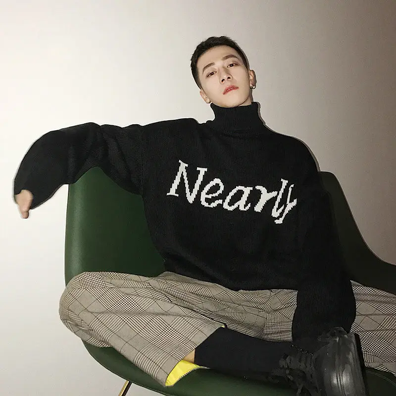 

Bad Boy Cashmere Men Sweater New Letter High Neck Loose Knitted Sweater Women Fashion Pullover 2022 New Autumn Winter