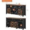 59" Coffee Bar Storage Cabinet with Mesh Doors, Farmhouse Buffet Cabinet, Rustic Sideboard with Sliding Barn Doo 3