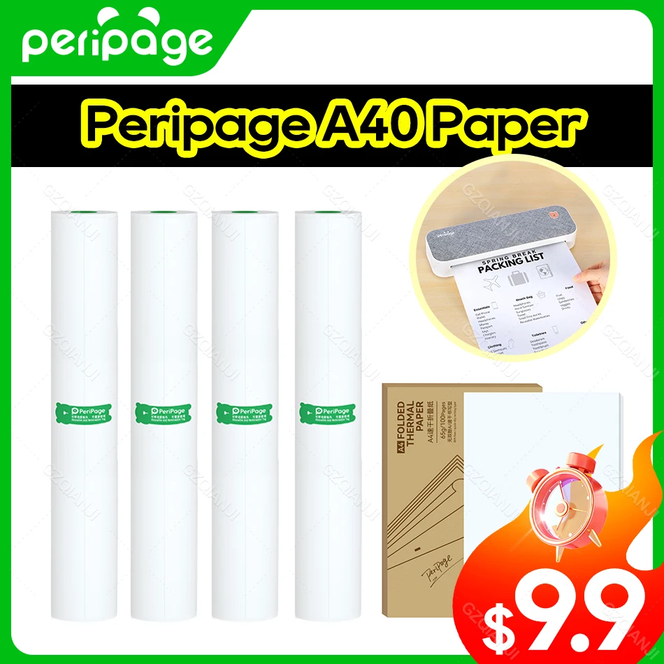 PeriPage-열 A4 용지, A40 프린터용, 빠른 건조, 장시간 보관, 연속 용지, 롤 접힌 감열지, Papel Termico