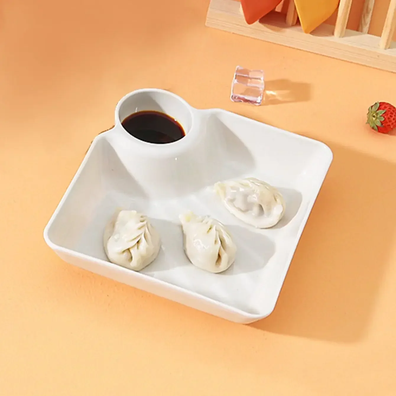 1pc-Dumpling Plate Polished Square Snack Plate Restaurant Kitchen Household Use Creative Design Easy to Clean appetizer plates