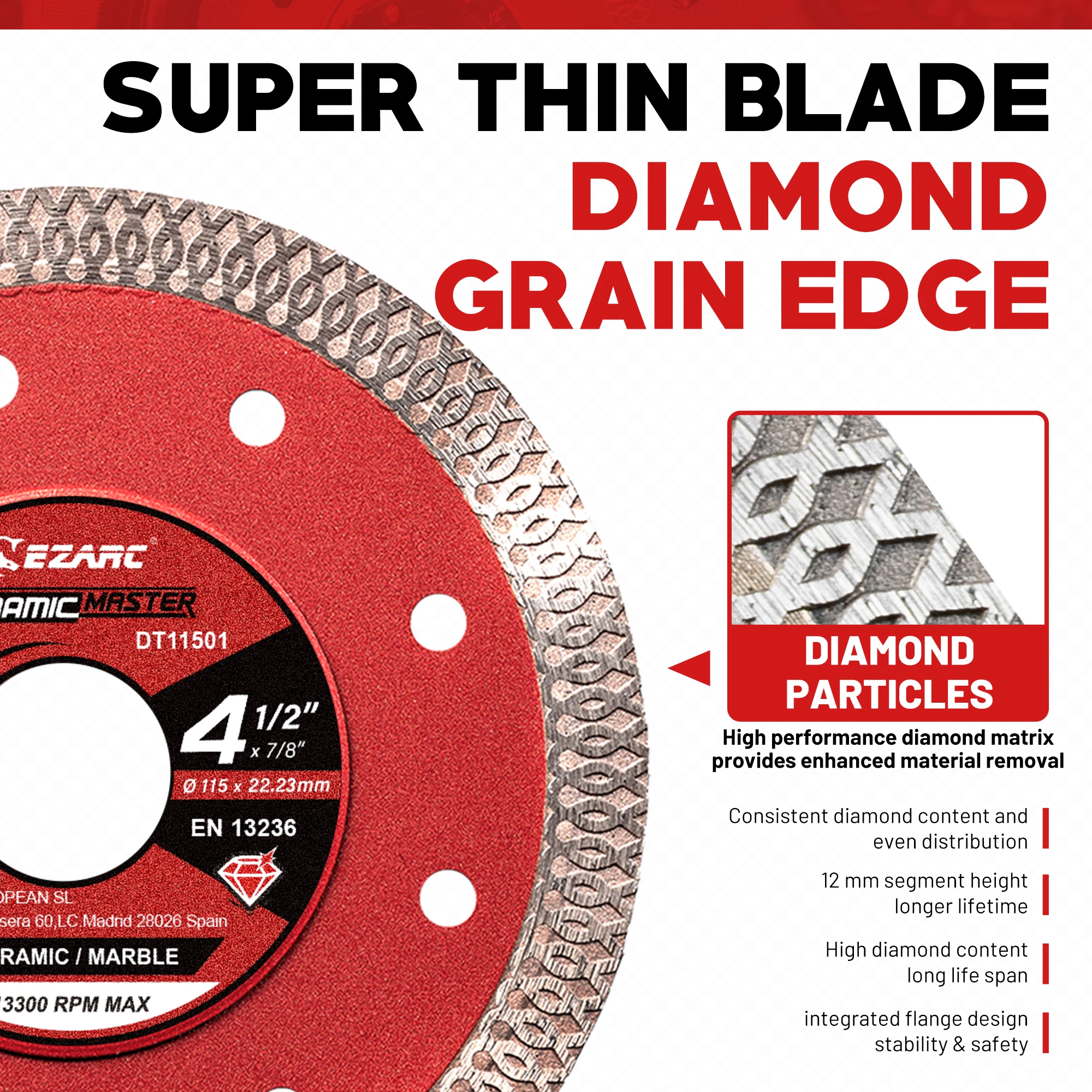Super Thin Diamond Tile Blade 4-Inch 2-Pack For Cutting Porcelain, Granite, Marble - Dry Or Wet Use - View #7