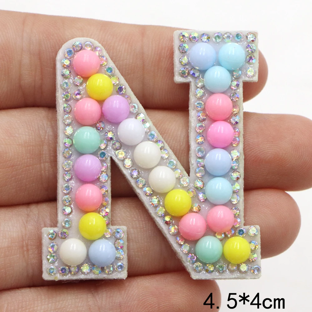1pc Multi Birne Strass Alphabet Buchstaben Patches Eisen auf Patch A-Z Patch gestickt Patch auf Patches für Kleidung Namen nähen – Detail 17