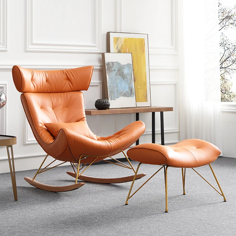 

Leather Living Room Chair Outdoor Portable Ergonomic Rocking Chair Luxury Modern Articulos Para El Hogar Nordic Furniture